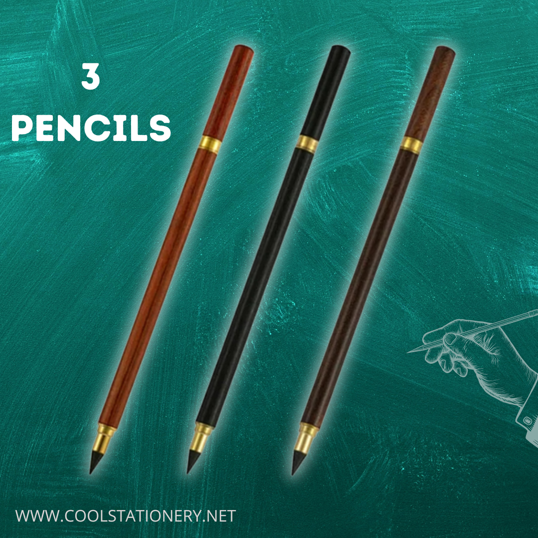 Retro Brass Wooden Eternal Pencil Set 