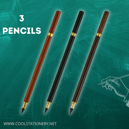 Retro Brass Wooden Eternal Pencil Set 