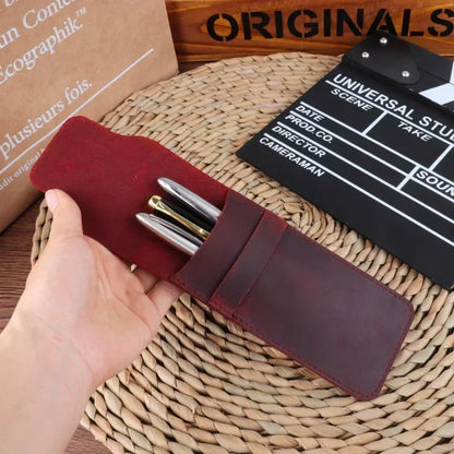 Vintage Handmade Genuine Leather Pen Case 