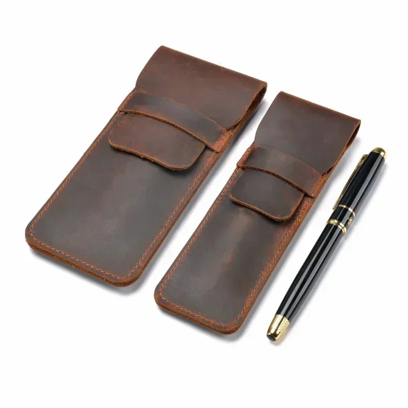 Vintage Handmade Genuine Leather Pen Case 